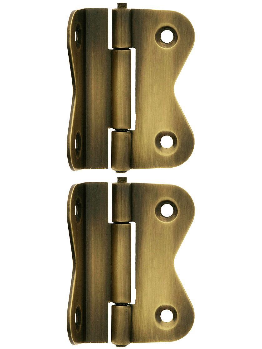 Hoosier Hardware |   Pair of Large Butterfly Offset Cabinet Hinges in Antique-By-Hand – 1 3/4″ x 2″ Hoosier & Ice Box Hoosier Hardware