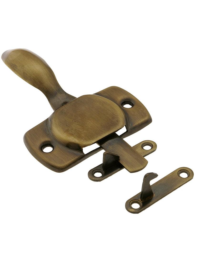 Hoosier Hardware |   Solid Brass Reversible Hoosier Latch in Antique-By-Hand Hoosier & Ice Box Hoosier Hardware