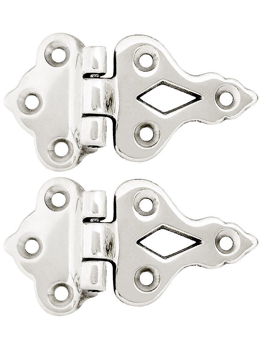 Icebox Hardware |   Pair Of Solid Cast Brass 3/8″ Offset Hinges Hoosier & Ice Box Icebox Hardware