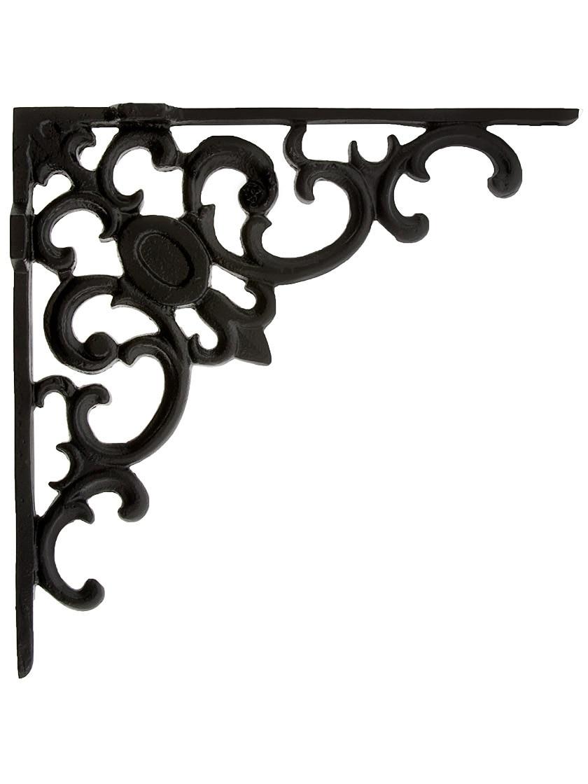 Iron |   Ornate Fleur-De-Lis Shelf Bracket In Matte Black – 9 3/8″ x 9 3/8″ Iron Iron