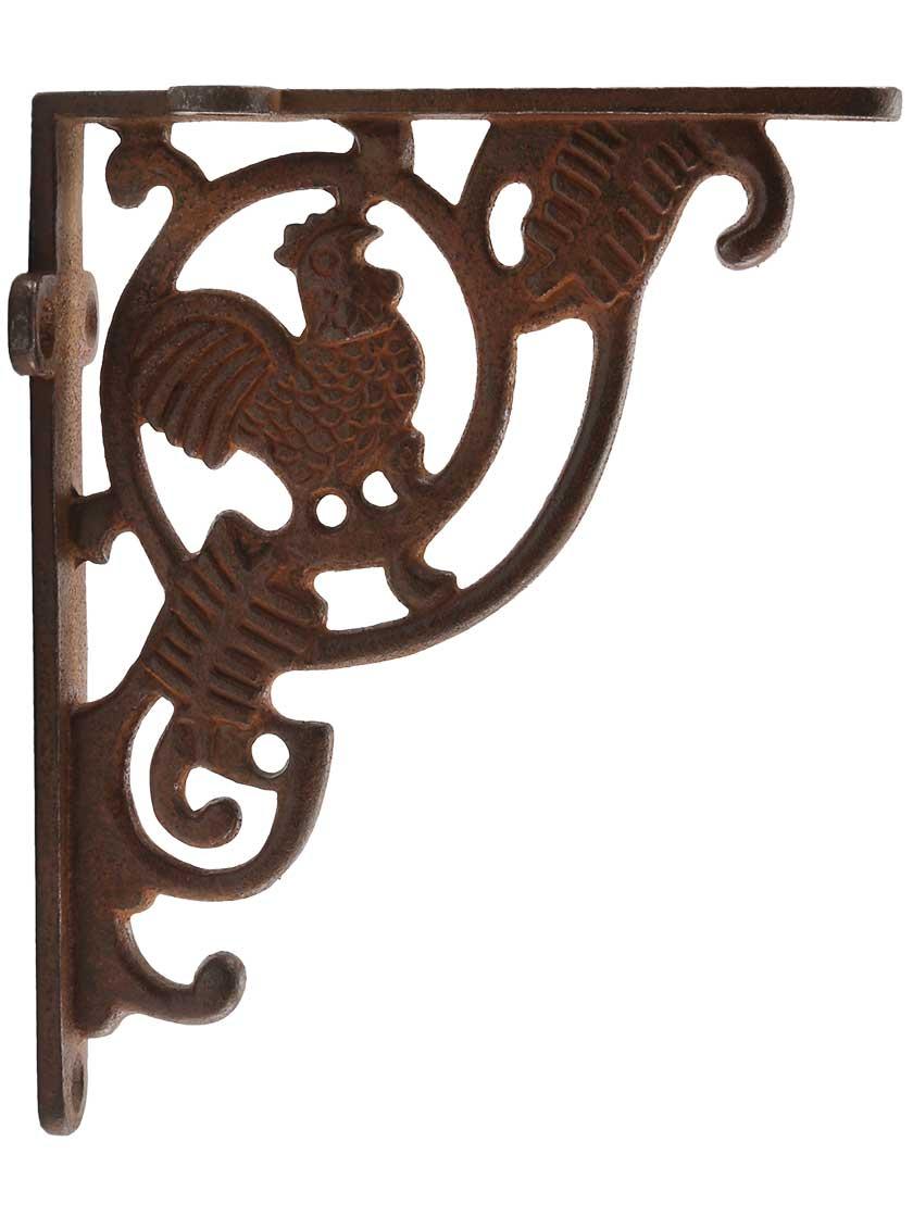 Iron |   Rooster Cast-Iron Shelf Bracket – 5 1/4″ x 4 1/4″ Iron Antique Iron/Matte Black