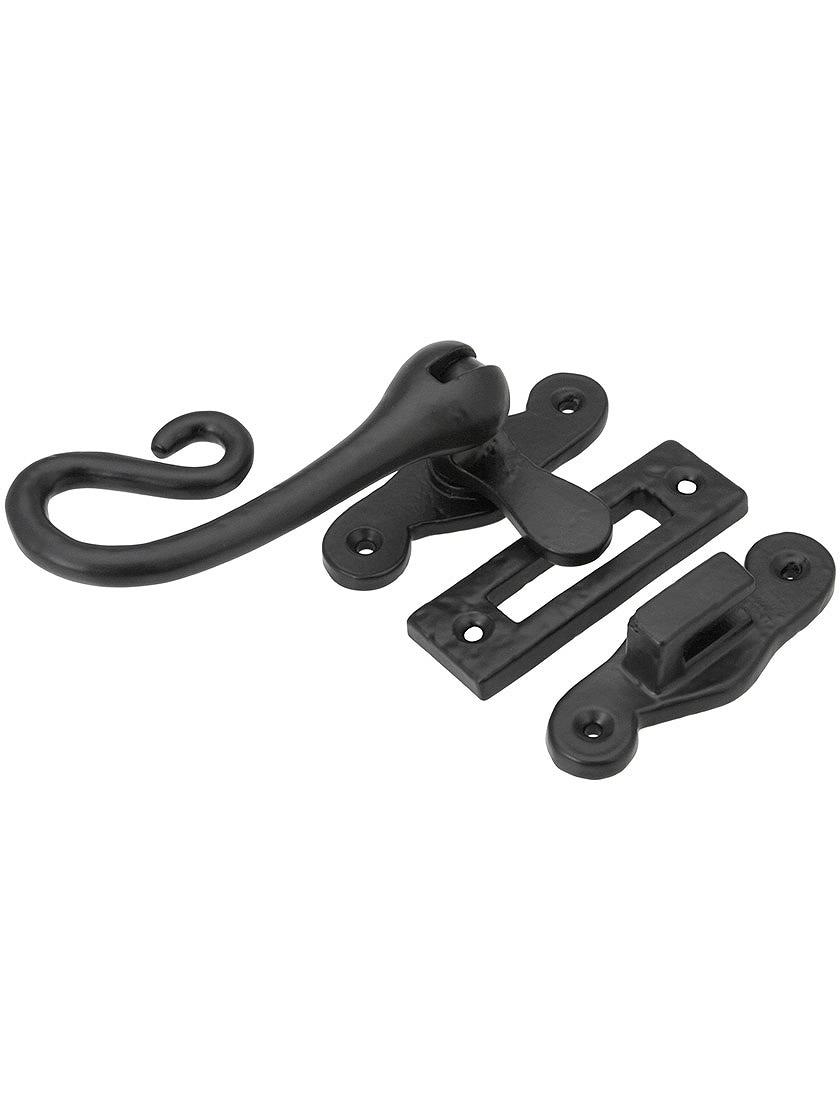 Latches |   Cast Iron Rat Tail Casement Latch With Black Powder-coated Finish Casement Hardware Latches