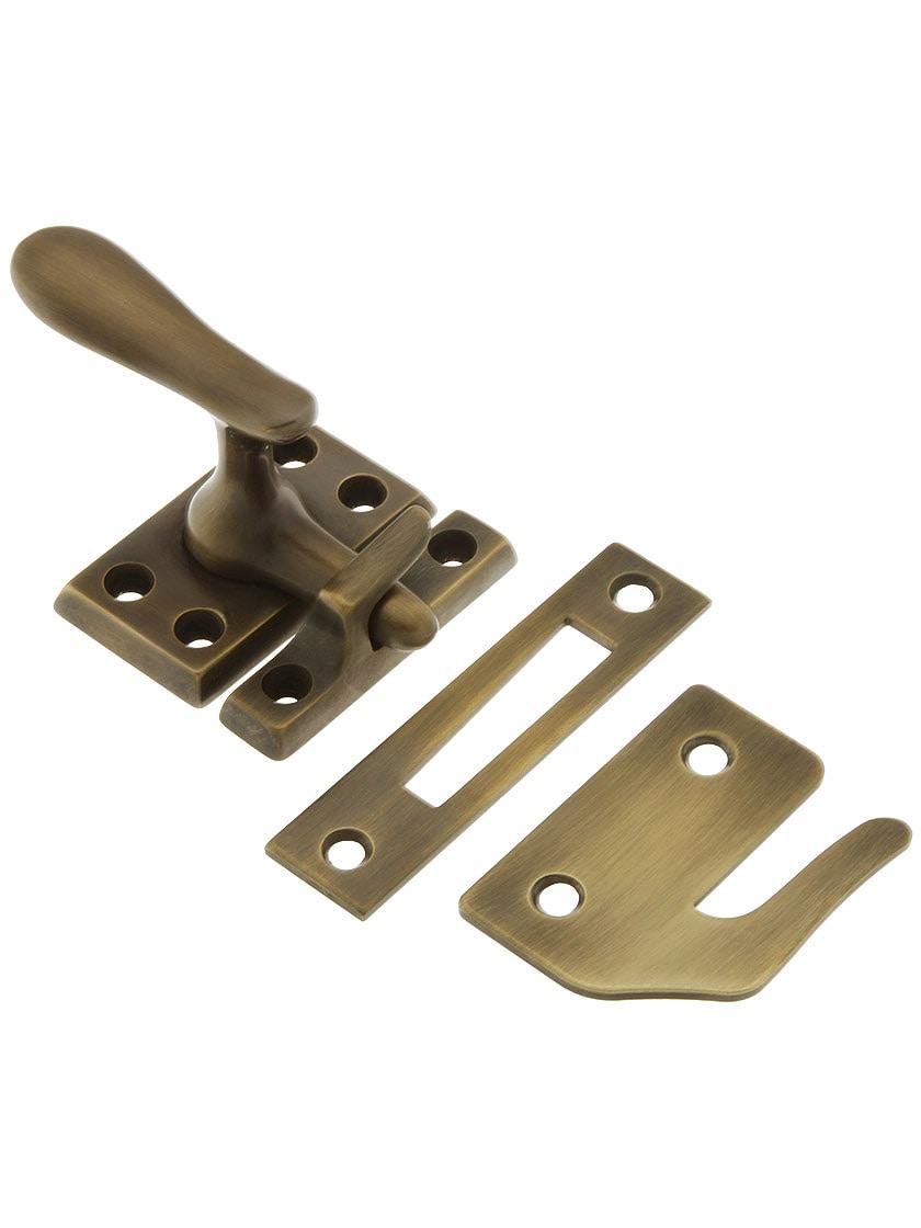 Latches |   Large Solid-Brass Casement Latch In Antique-By-Hand Casement Hardware Latches