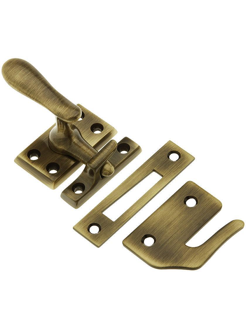 Latches |   Large Solid-Brass Casement Latch Casement Hardware Antique Brass/Oil-Rubbed Bronze/Polished Brass/Polished Nickel/Satin Nickel/Un-Lacquered Brass