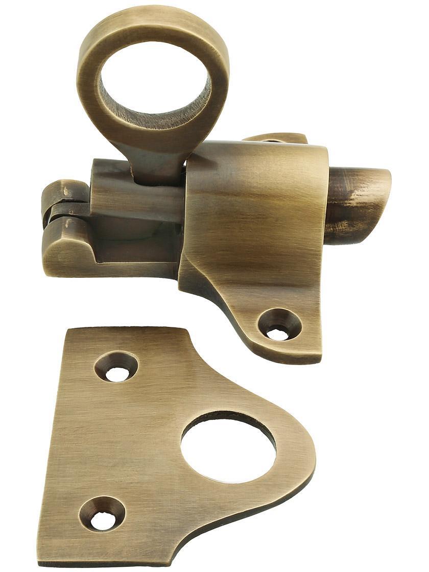 Latches |   Solid Brass Barrel Style Transom Window Latch In Antique By Hand Latches Latches