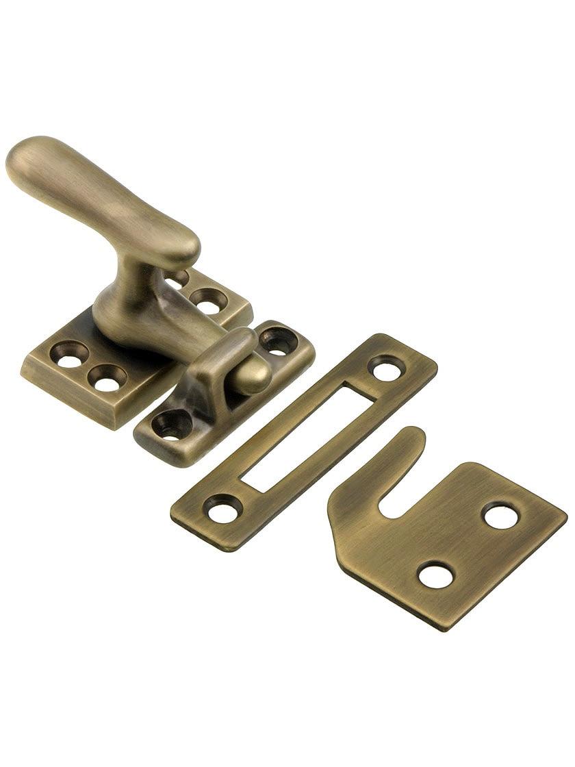 Latches |   Solid Brass Casement Latch Set In Antique-By-Hand Finish Casement Hardware Latches