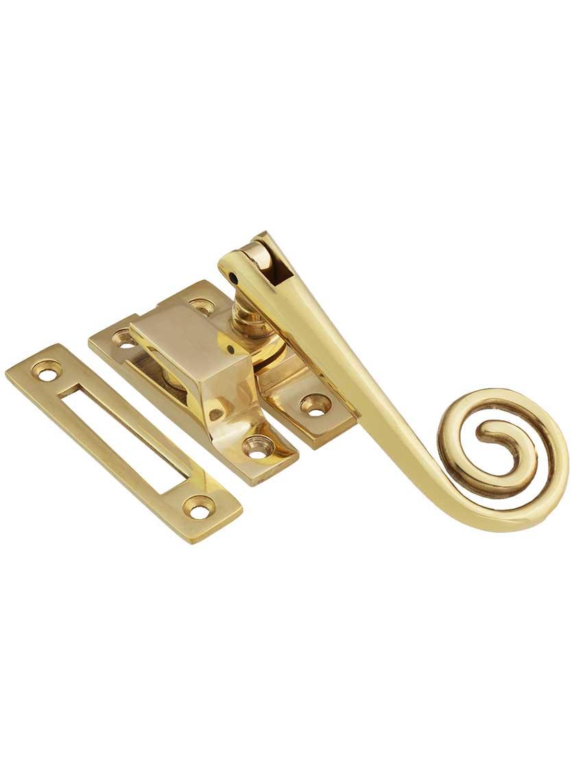 Latches |   Solid-Brass Casement Latch with Curly Handle Casement Hardware Latches