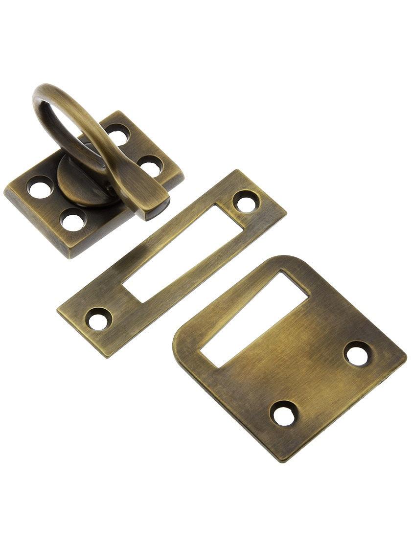 Latches |   Solid Brass Casement Window Latch with Ring Handle in Antique-By-Hand Casement Hardware Latches