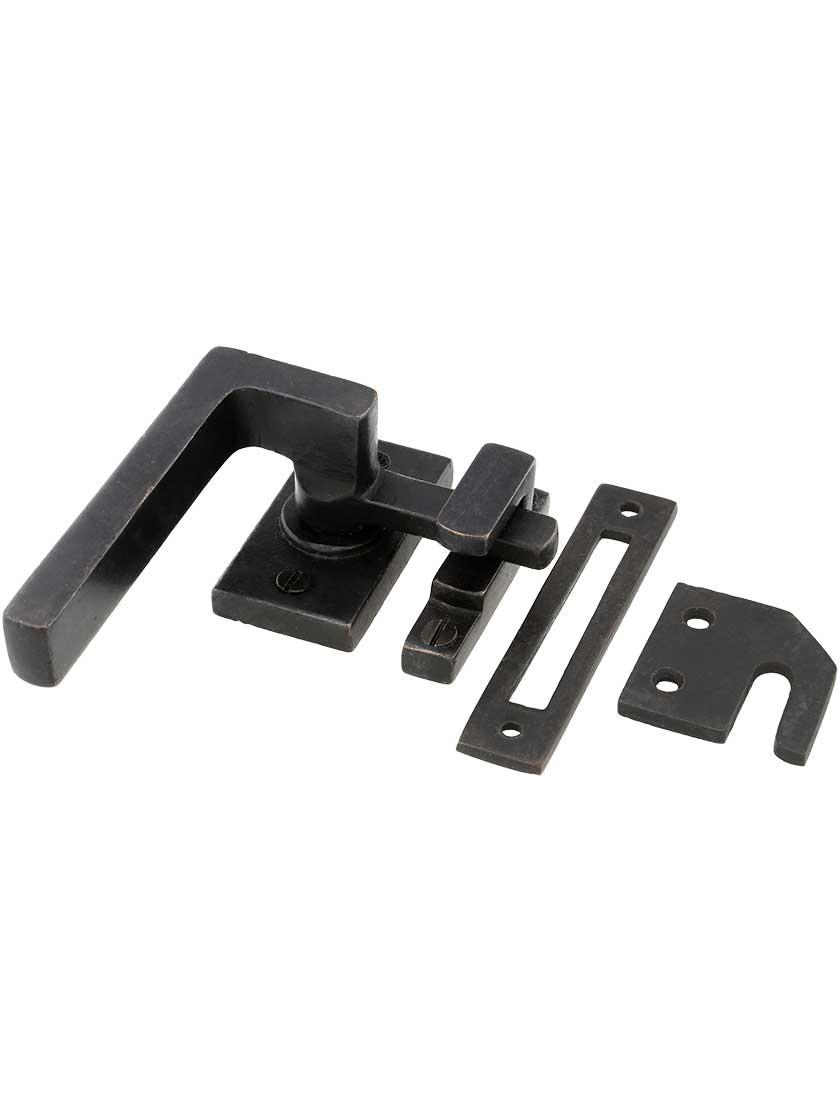 Latches |   Solid Bronze L-Handle Casement Fastener – Right Hand Casement Hardware Dark Bronze