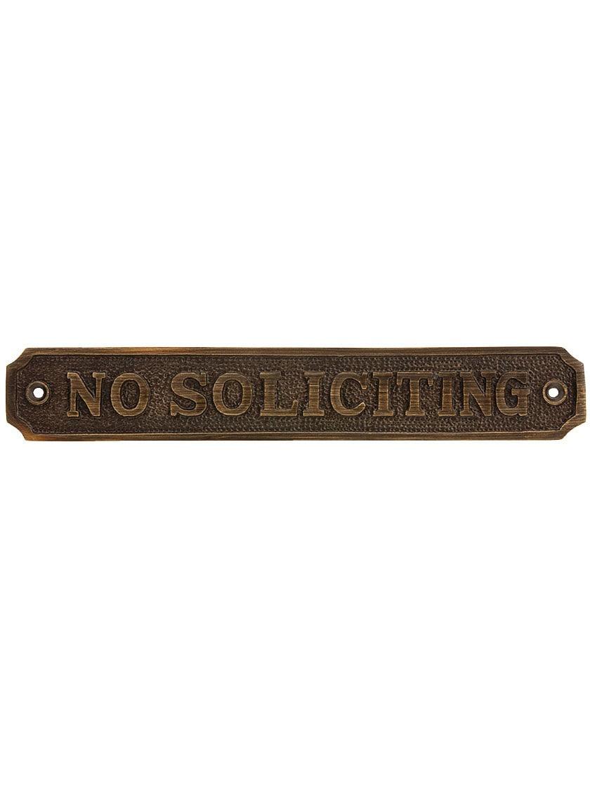 Numbers, Letters & Signs |   Cast Brass “No Soliciting” Sign Entry Accessories Antique Brass/Polished Brass