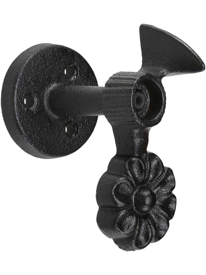 Shutter Dogs |   Pair of Cast Iron Sun Flower Shutter Dogs – Post Mounted Shutter Dogs Shutter Dogs