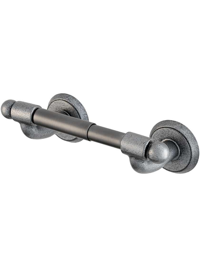 Toilet Paper Holders |   Wrought-Steel Toilet-Paper Holder with Classic Rosettes Bath Accents Antique Steel/Matte Black