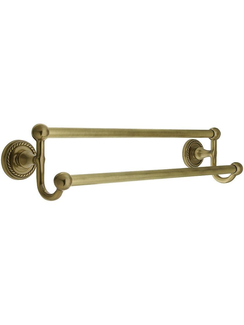 Towel Holders |   Brass Double Towel Bar with Rope Rosettes Bath Accents Antique Brass/Antique Pewter/Oil-Rubbed Bronze/Polished Brass/Polished Chrome/Pvd/Satin Nickel