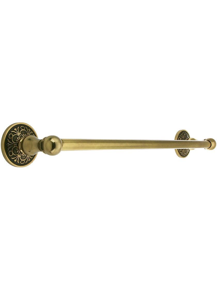 Towel Holders |   Brass Towel Bar with Lancaster Rosettes Bath Accents Antique Brass/Antique Pewter/Oil-Rubbed Bronze/Polished Brass/Polished Chrome/Satin Nickel