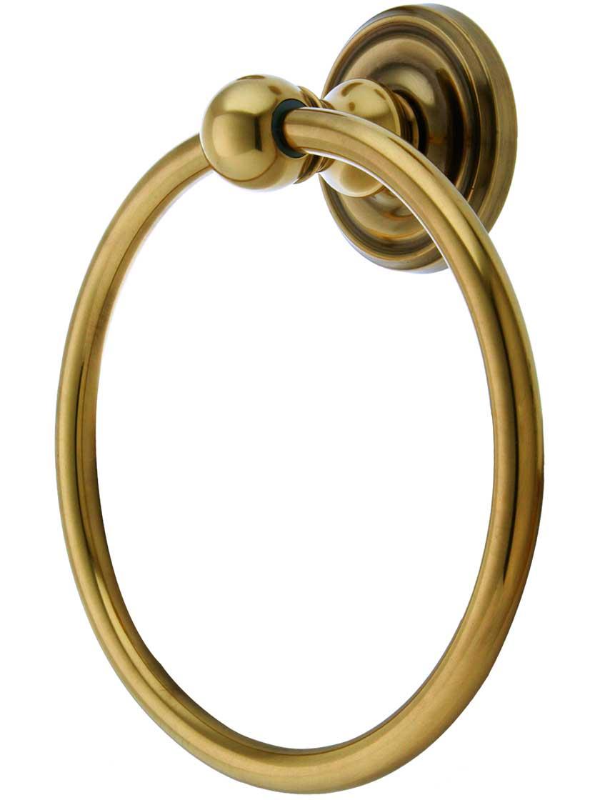 Towel Holders |   Brass Towel Ring with Classic Rosette Bath Accents Antique Brass/Antique Pewter/Oil-Rubbed Bronze/Polished Brass/Polished Chrome/Pvd/Satin Nickel