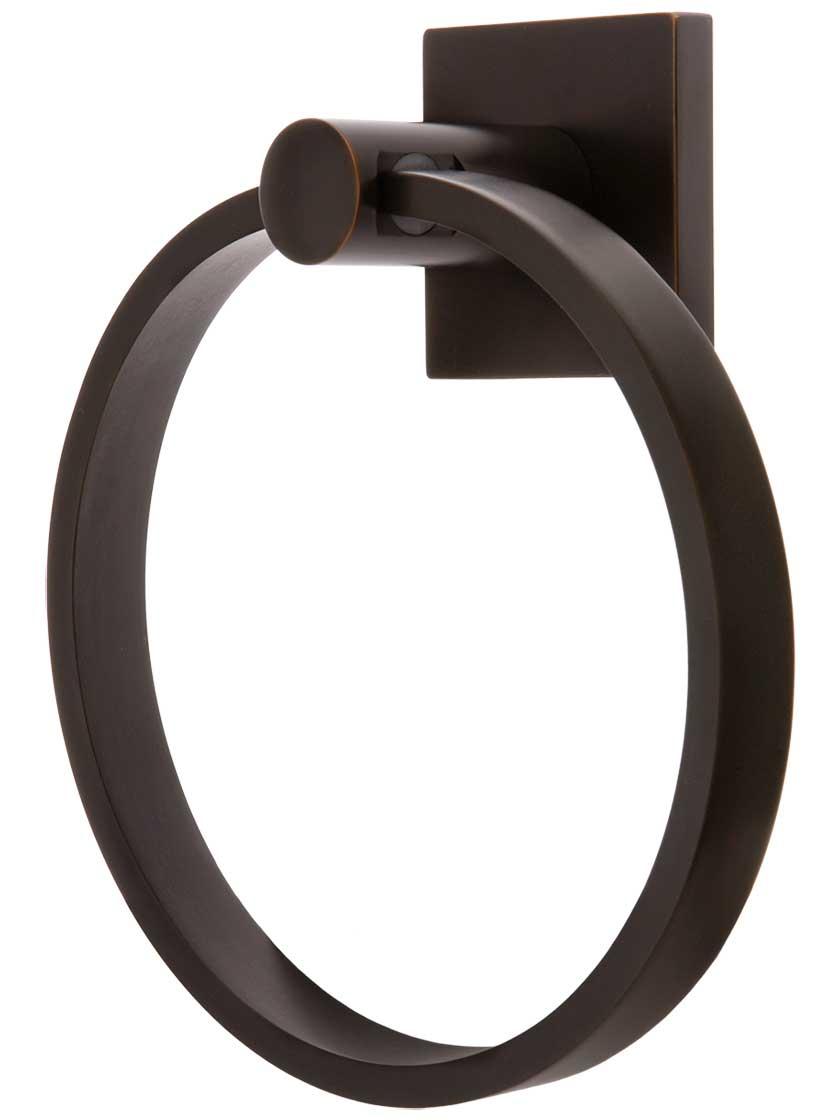 Towel Holders |   Modern Brass Towel Ring With Square Rosette Bath Accents Oil-Rubbed Bronze/Polished Chrome/Satin Nickel