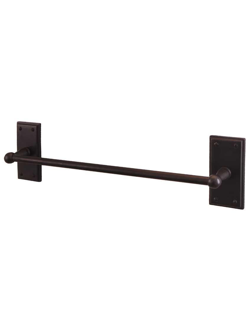 Towel Holders |   Solid-Bronze Towel Bar with Rectangular Plates Bath Accents Dark Bronze