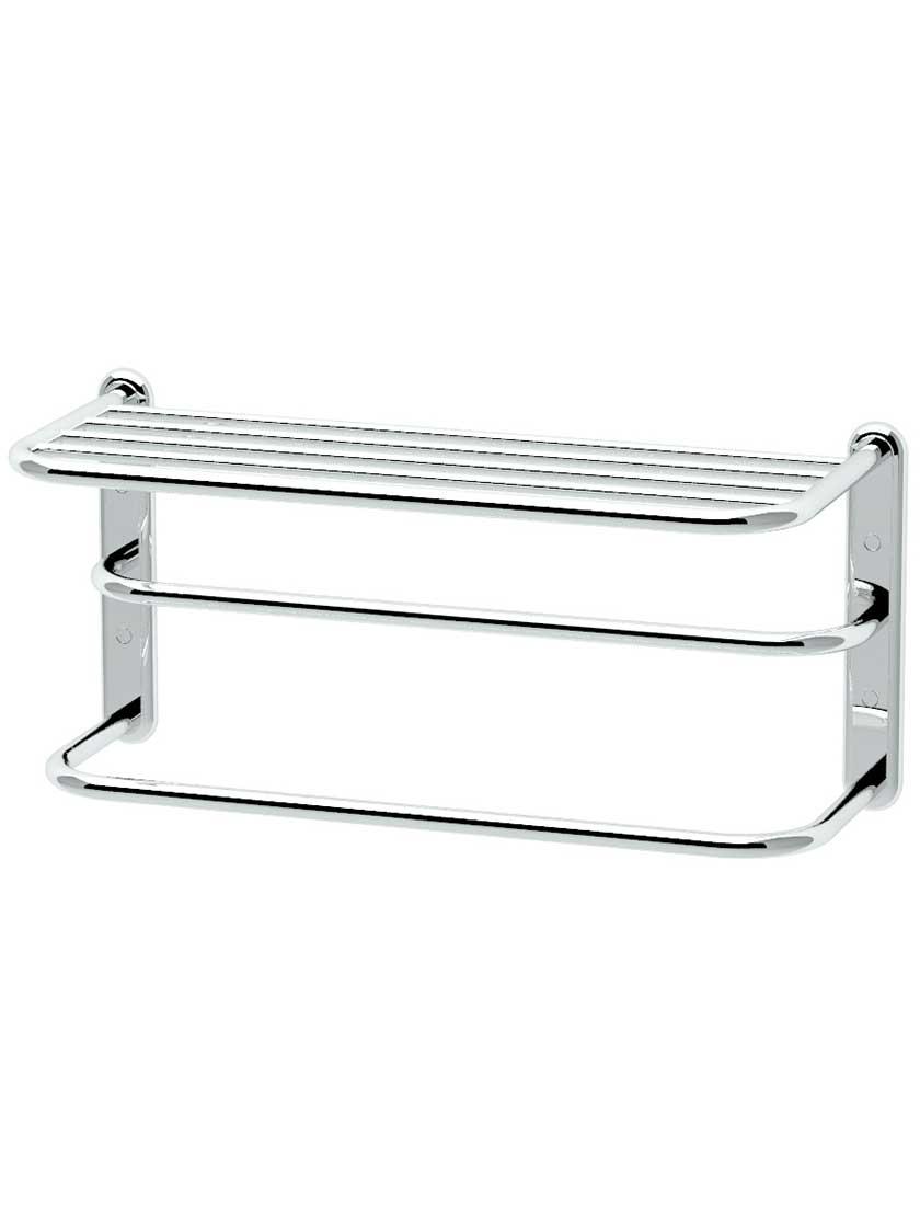 Towel Holders |   Spa Shelf and Double Towel Rack Bath Accents Polished Chrome/Satin Nickel