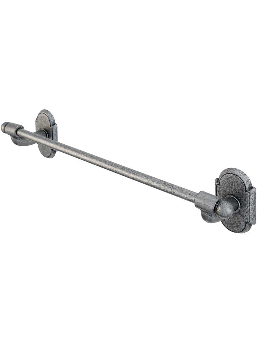 Towel Holders |   Wrought-Steel Towel Bar with Arched Rosettes Bath Accents Antique Steel/Matte Black