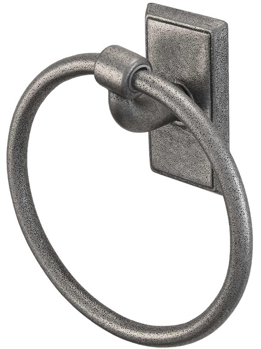 Towel Holders |   Wrought-Steel Towel Ring with Providence Rosette Bath Accents Antique Steel/Matte Black