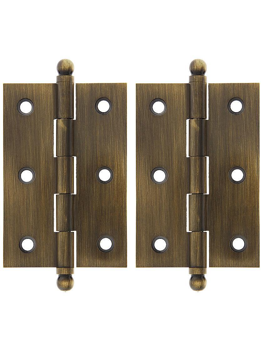 Transom Hinges |   Pair of Solid Brass Ball-Tip Cabinet Hinges – 2 1/2″ x 1 3/4″ Transom Hardware Antique Brass/Brushed Nickel/Oil-Rubbed Bronze/Polished Nickel/Un-Lacquered Brass