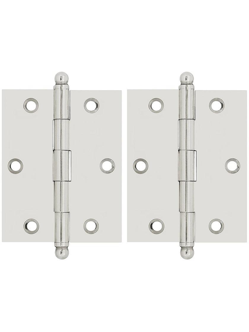 Transom Hinges |   Pair of Solid Brass Ball-Tip Cabinet Hinges – 2 1/2″ x 2″ Brushed Nickel/Oil-Rubbed Bronze/Polished Nickel/Un-Lacquered Brass