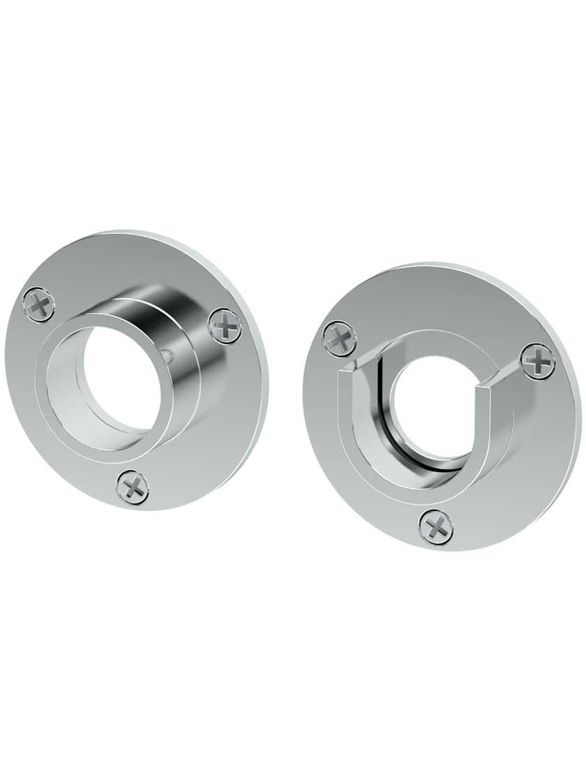 Tub & Shower Accents |   Set of Shower Curtain Rod Mounting Brackets – 1″ Diameter Bath Accents Polished Chrome/Satin Nickel