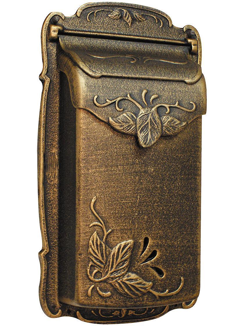 Wall Mount Mail Boxes |   Floral Design Cast-Aluminum Vertical Mailbox Mailboxes & Slots Copper/Matte Black/Swedish Silver