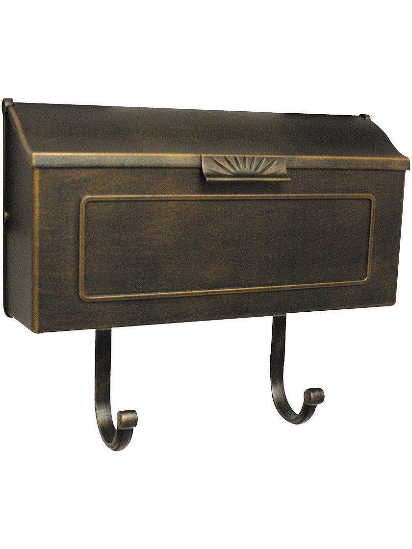 Wall Mount Mail Boxes |   Sunburst Cast-Aluminum Horizontal Mailbox Mailboxes & Slots Copper/Matte Black/Swedish Silver