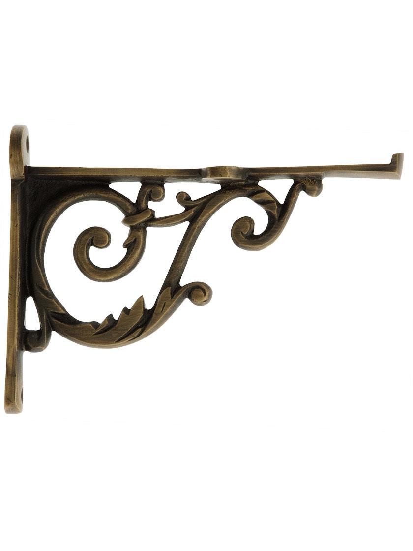 Brass Shelf Brackets |   Small Brass Scroll Shelf Bracket – 3 11/16″ x 4 15/16″ Brass Shelf Brackets Antique Brass/Polished Brass/Polished Nickel