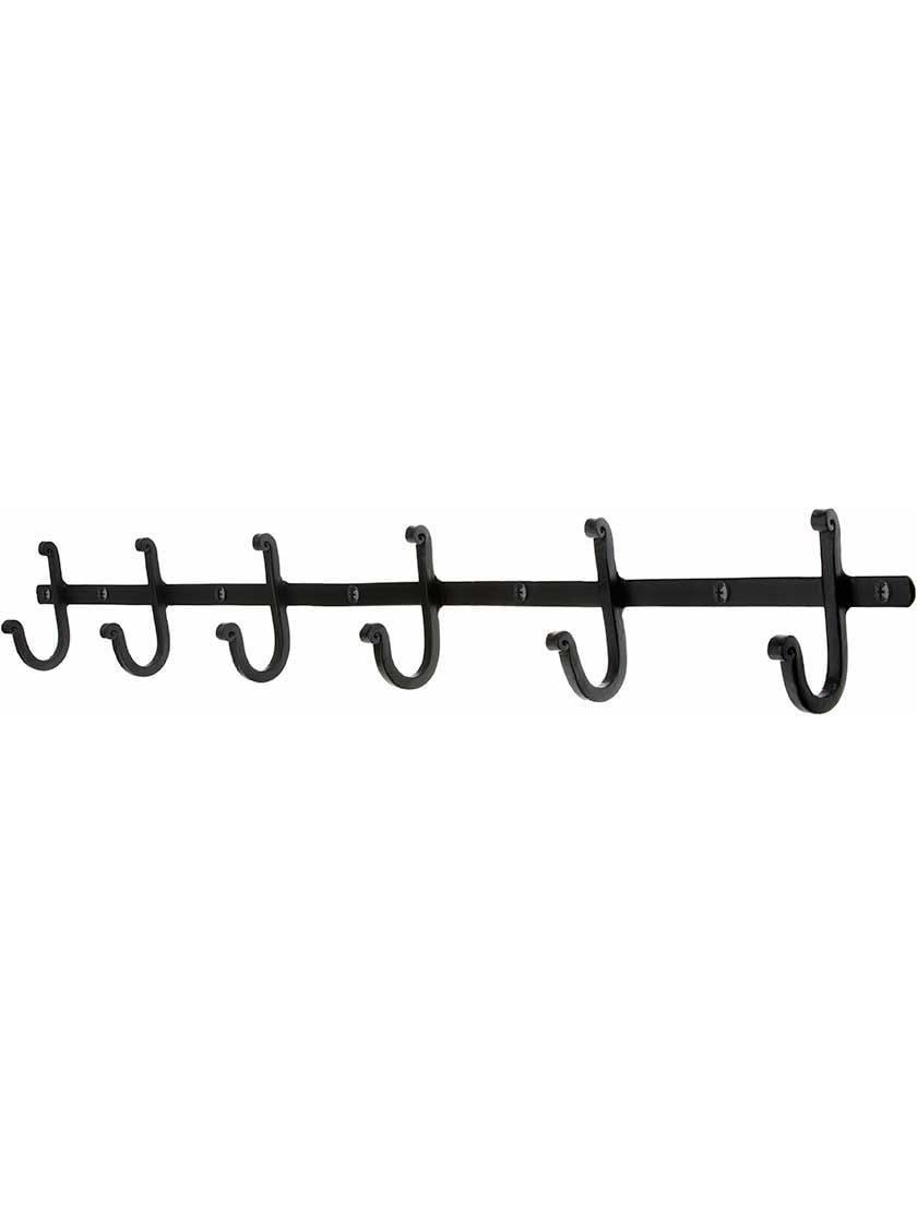 Cast Iron Hooks |   6-Hook Coat Rack with Plain Hooks in Matte Black Cast Iron Hooks Cast Iron Hooks