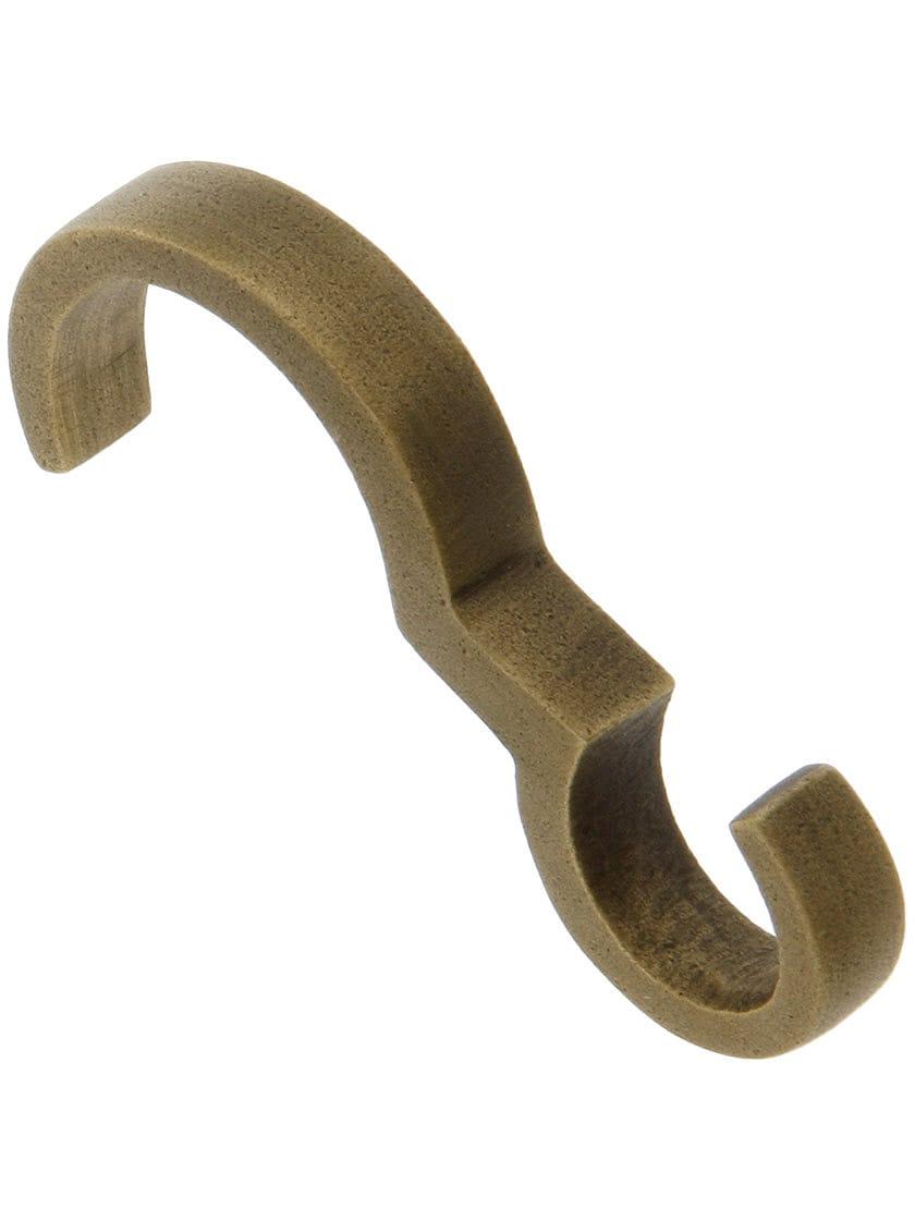 Picture Rail Hooks |   Cast Brass Picture Rail Hook In Antique-By-Hand Finish Picture Hardware Picture Rail Hooks