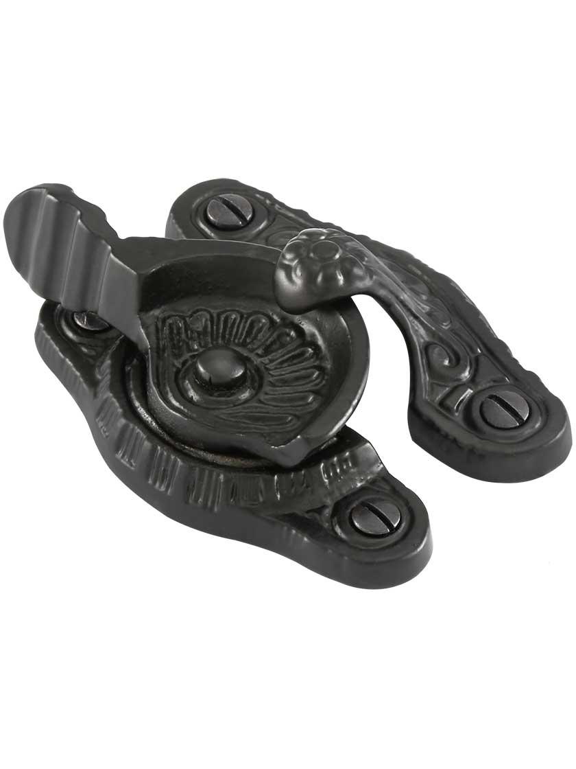 Locks |   Floral Victorian Cast Iron Sash Lock With Antique Iron or Matte Black Finish Locks Antique Iron/Matte Black