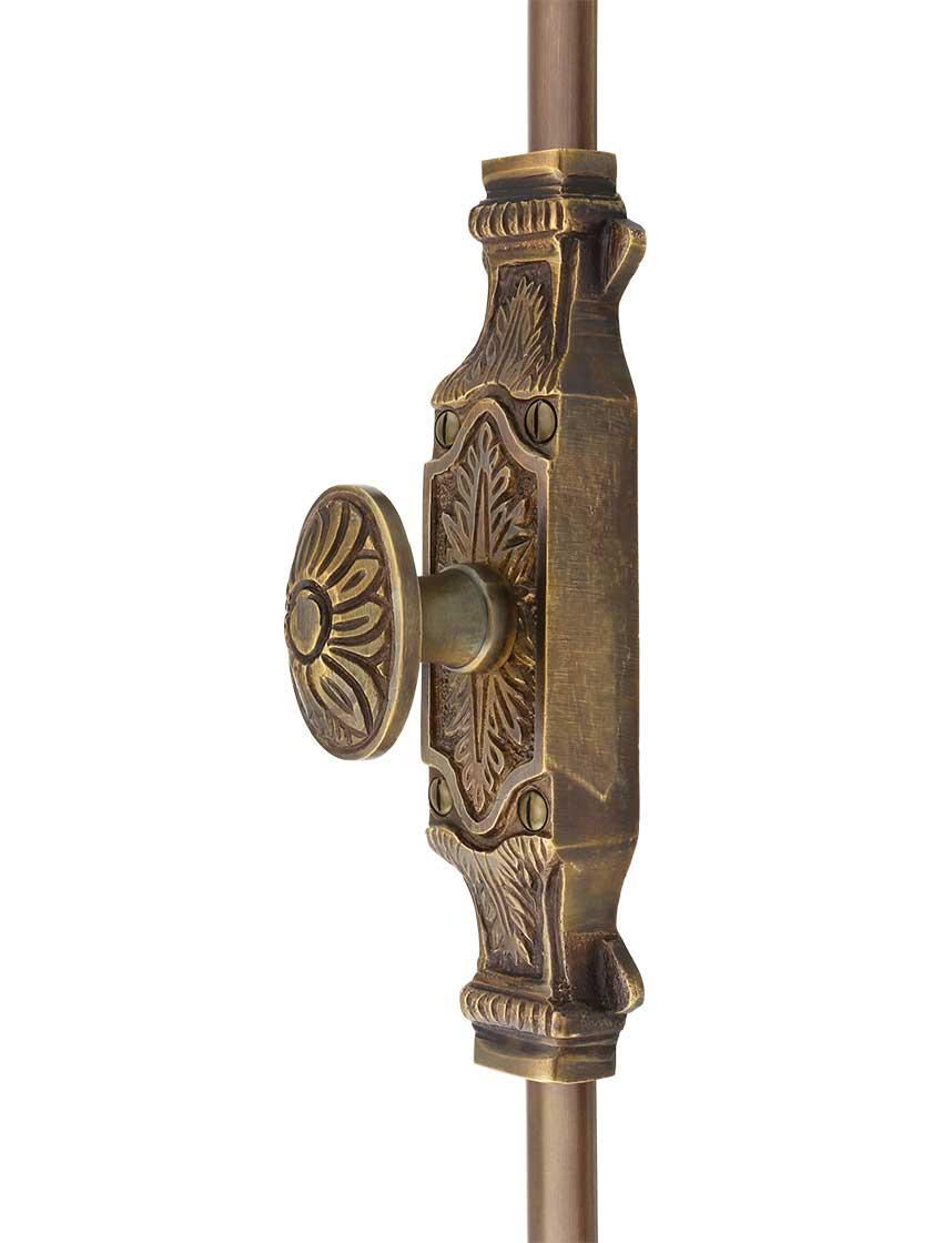 Casement Bolts |   Floral Brass Cremone Bolt in Antique-By-Hand – 6-Foot Length Casement Bolts Casement Bolts