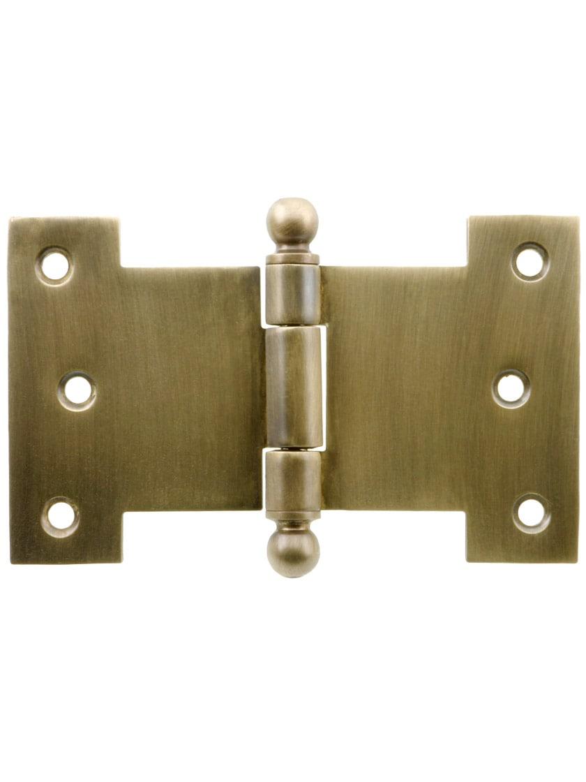 Casement Hinges |   Solid-Brass Parliament Hinge with Ball Tips in Antique-By-Hand – 2 1/2-Inch by 4-Inch Casement Hardware Casement Hinges