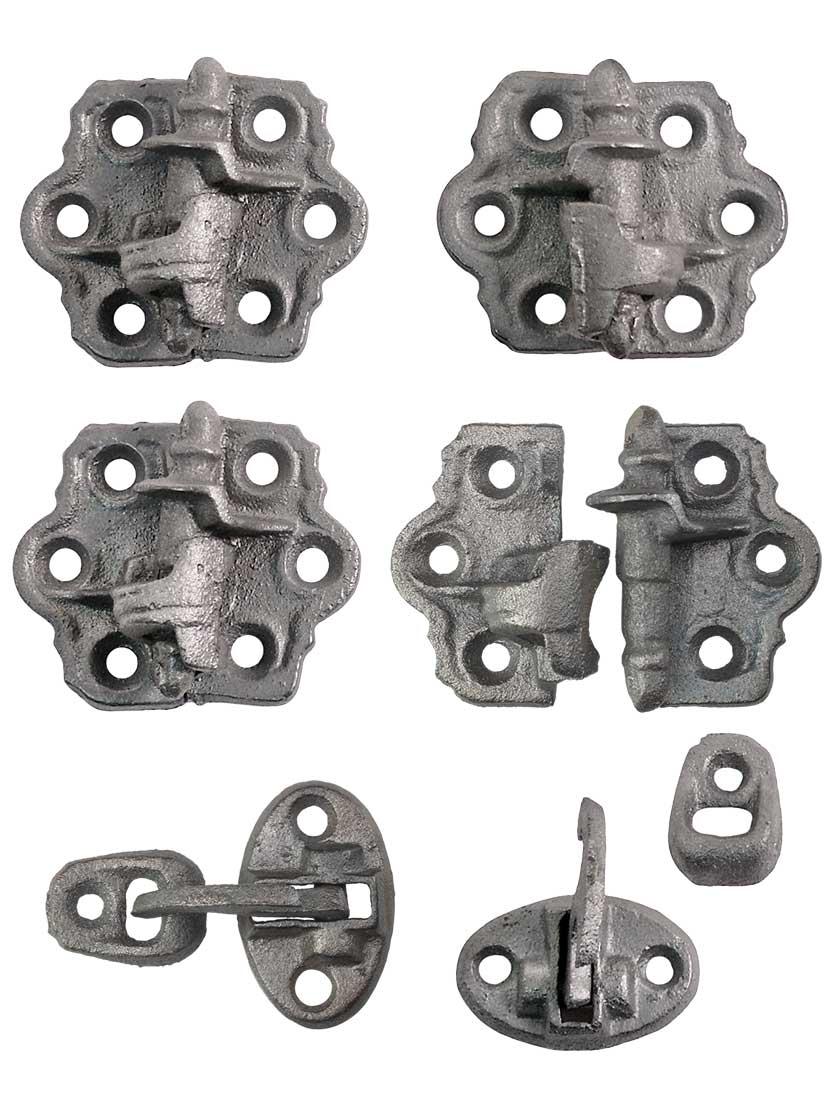 Hinge Sets |   Set of “Clarks Tip” Cast Iron Shutter Hinges With 1 1/4″ Throw Hinge Sets Hinge Sets