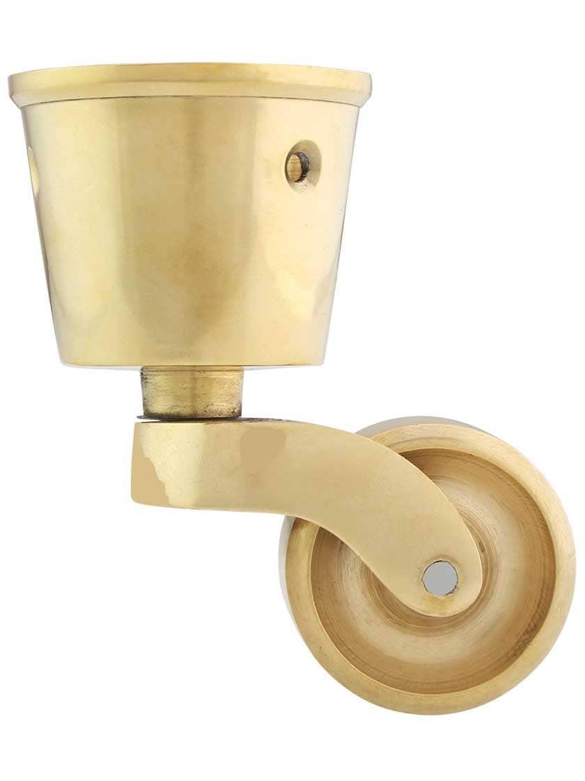 Casters |   Solid Brass Round-Cup Caster with 1 7/16″ Brass Wheel Casters Casters