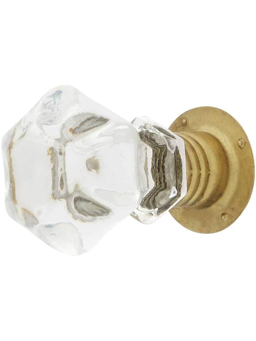 Hoosier Hardware |   Clear Hexagonal Glass Cabinet Knob With Threaded Shank Hoosier & Ice Box Hoosier Hardware